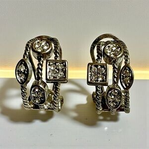 Faux Diamond Silver Toned Earrings